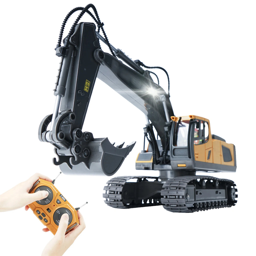 RC Excavator 1/20 2.4Ghz 11CH RC Construction Truck Engineering Vehicles Educational Toys for Kids with Light Music