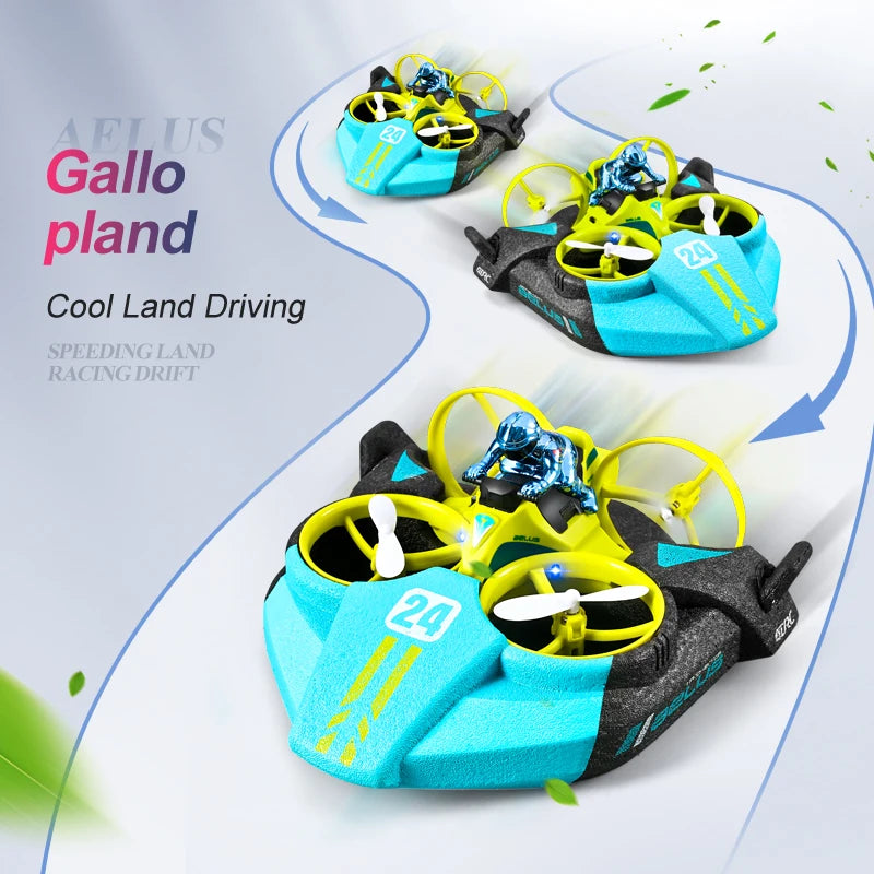 Mini RC Drone Altitude Hold Headless Mode 3 in 1 Sea Land Air Flight 2.4G Remote Control Quadcopter Boat RC Helicopter Toys