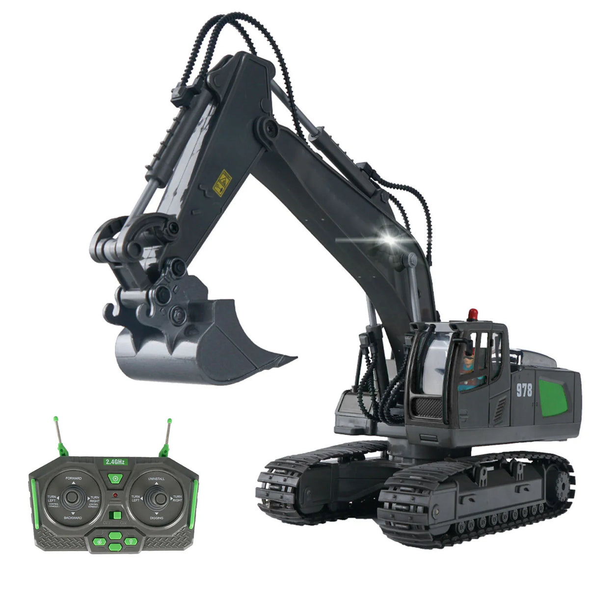 RC Excavator 1/20 2.4Ghz 11CH RC Construction Truck Engineering Vehicles Educational Toys for Kids with Light Music