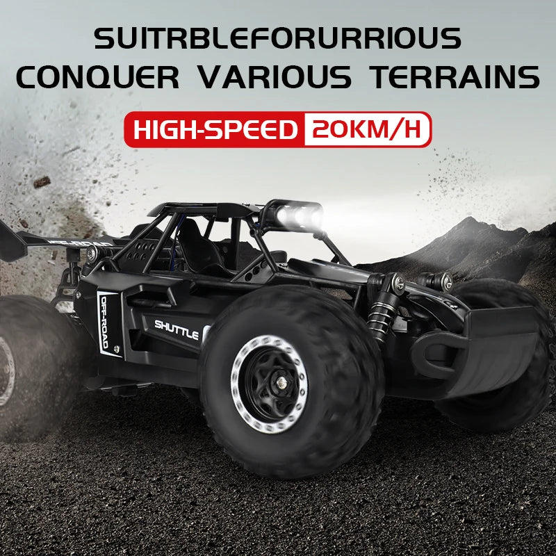 1:16 2.4Gh Model RC Car with LED Lights 2WD Off-Road Remote Control Climbing Vehicle Outdoor Cars Toys for Boys Girls Gifts