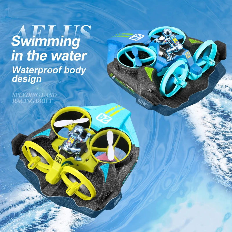 Mini RC Drone Altitude Hold Headless Mode 3 in 1 Sea Land Air Flight 2.4G Remote Control Quadcopter Boat RC Helicopter Toys