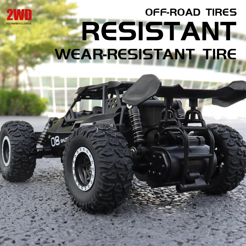 1:16 2.4Gh Model RC Car with LED Lights 2WD Off-Road Remote Control Climbing Vehicle Outdoor Cars Toys for Boys Girls Gifts