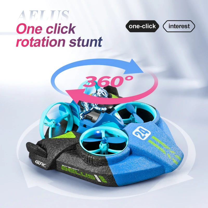Mini RC Drone Altitude Hold Headless Mode 3 in 1 Sea Land Air Flight 2.4G Remote Control Quadcopter Boat RC Helicopter Toys