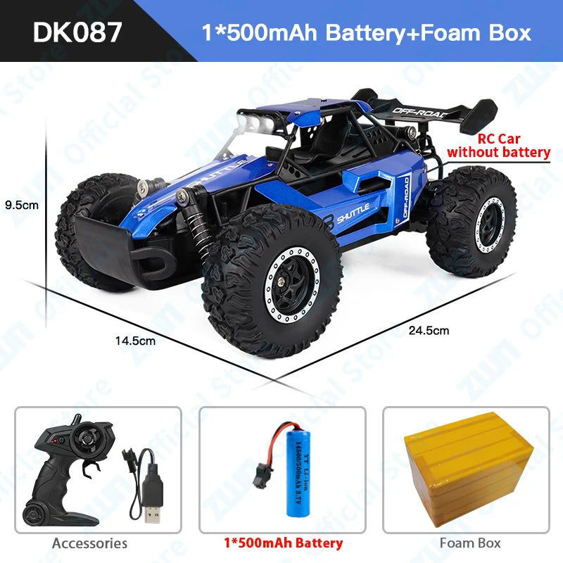 1:16 2.4Gh Model RC Car with LED Lights 2WD Off-Road Remote Control Climbing Vehicle Outdoor Cars Toys for Boys Girls Gifts