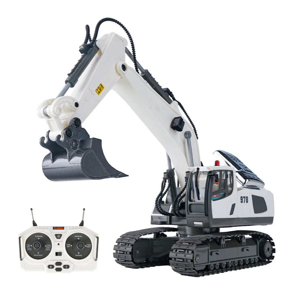RC Excavator 1/20 2.4Ghz 11CH RC Construction Truck Engineering Vehicles Educational Toys for Kids with Light Music