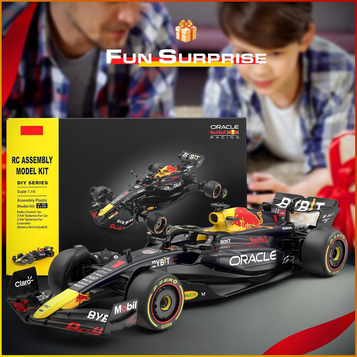 Licensed Red Bull F1 RB19 RC Car Building Kit 1/16 Scale Supercar Assembly Set with Remote Controller, Licensed Model, 55 Pieces, STEM Kits for Kids and Adults, Ages 8+ (Redbull RB19)