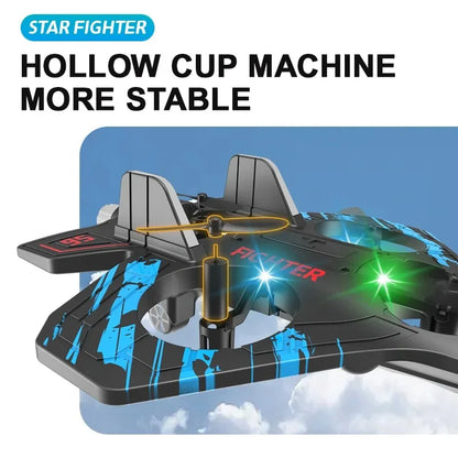 Glider Flying Helicopter RC Hobby Jet Plane 2.4G Stunt Remote Control Foam Fighter Airplane Toy with Light
