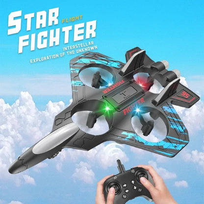 Glider Flying Helicopter RC Hobby Jet Plane 2.4G Stunt Remote Control Foam Fighter Airplane Toy with Light