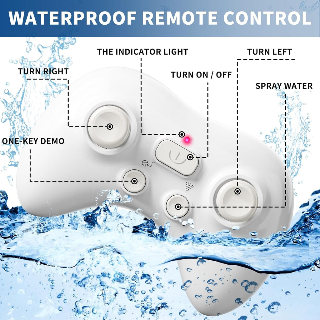 2.4Ghz Remote Control Shark Toy for Pool, 1:18 Scale High Simulation RC Shark with Light & Spray Water, Electric Remote Controlled Swimming Water Pool Toys for 6 7 8 9 Year Olds Kid Boys Girls